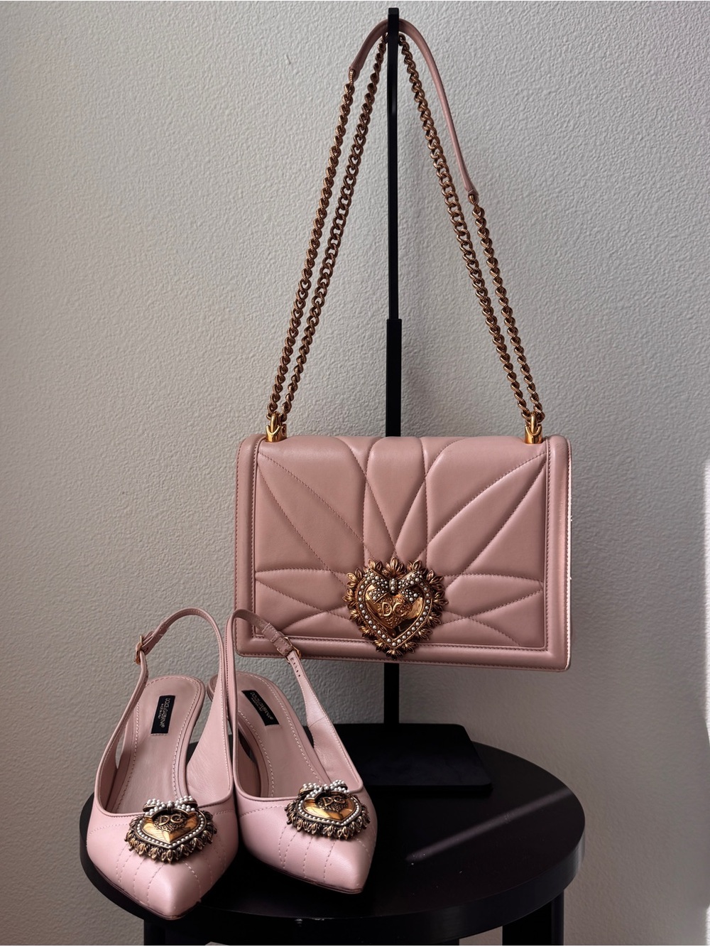 Dolce & Gabbana- Faux Pearl The Devotion Bag & Shoes Set